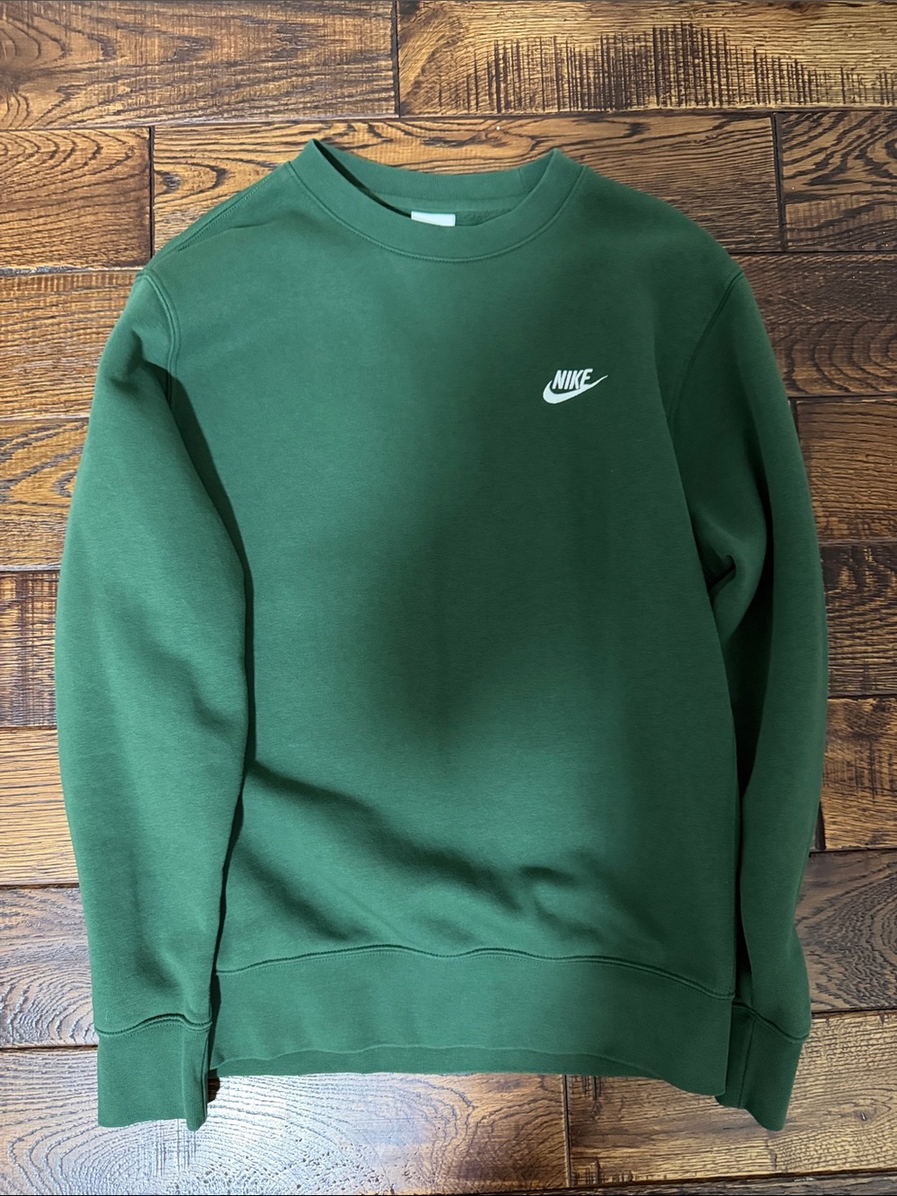 Nike Men's Crewneck Sweatshirt - Forest Green with White Logo